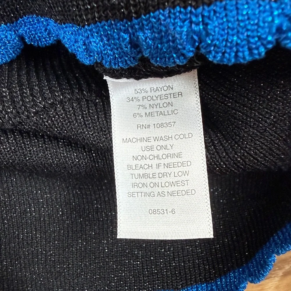 Liz Claiborne Black Blue Sparkle Knit Crew Neck Long Sleeve Sweater XXL NWT $49 - Picture 10 of 11